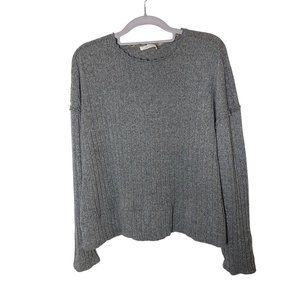 Zara Trafaluc Ruffle Trim Gray long‎ sleeve sweater Sz L